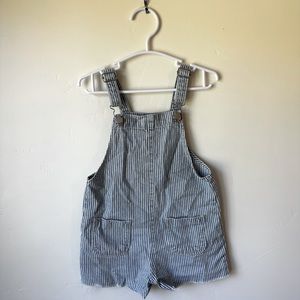Zara girls short overalls with railroad stripes.